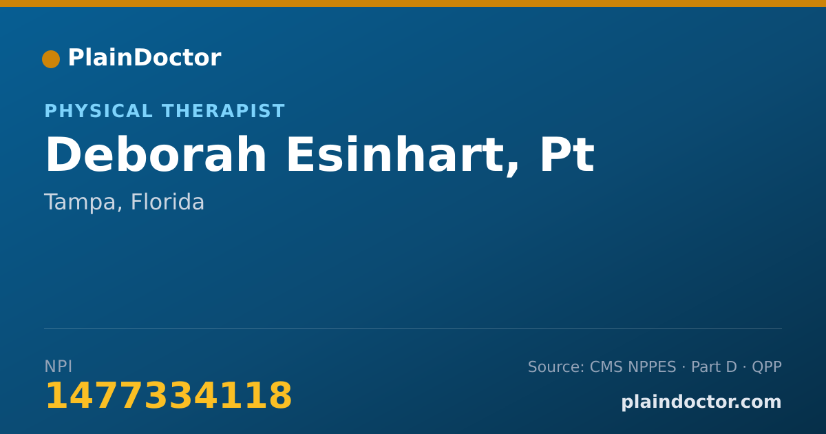 Shareable card for Deborah Esinhart, Pt - Physical Therapist, Tampa, FL