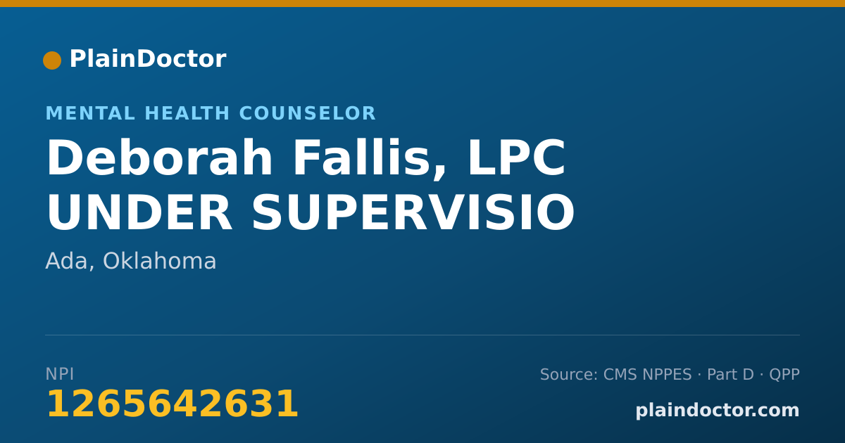 Shareable card for Deborah Fallis, LPC UNDER SUPERVISIO - Mental Health Counselor, Ada, OK