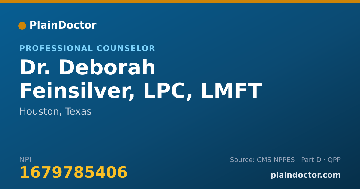 Shareable card for Deborah Feinsilver, LPC, LMFT - Professional Counselor, Houston, TX