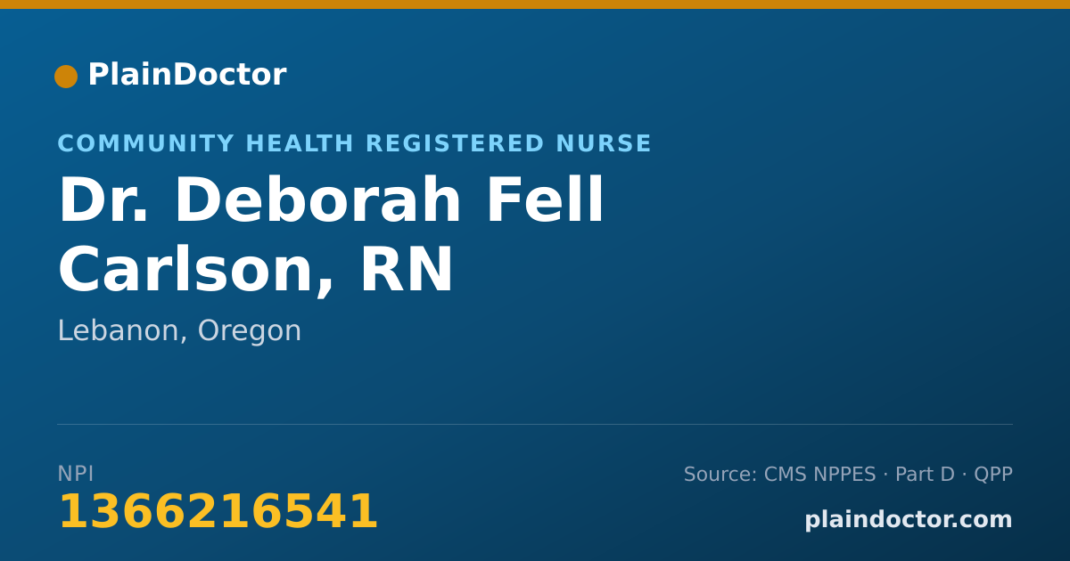 Shareable card for Deborah Fell Carlson, RN - Community Health Registered Nurse, Lebanon, OR