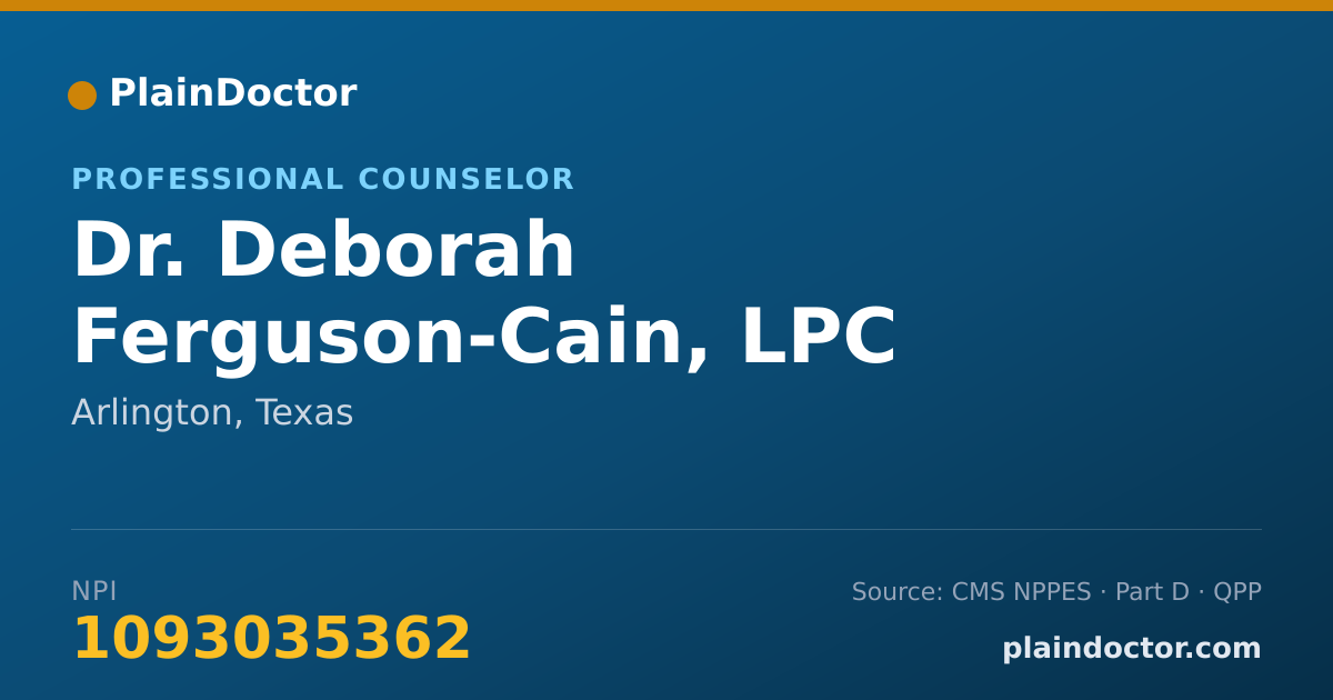Shareable card for Deborah Ferguson-Cain, LPC - Professional Counselor, Arlington, TX