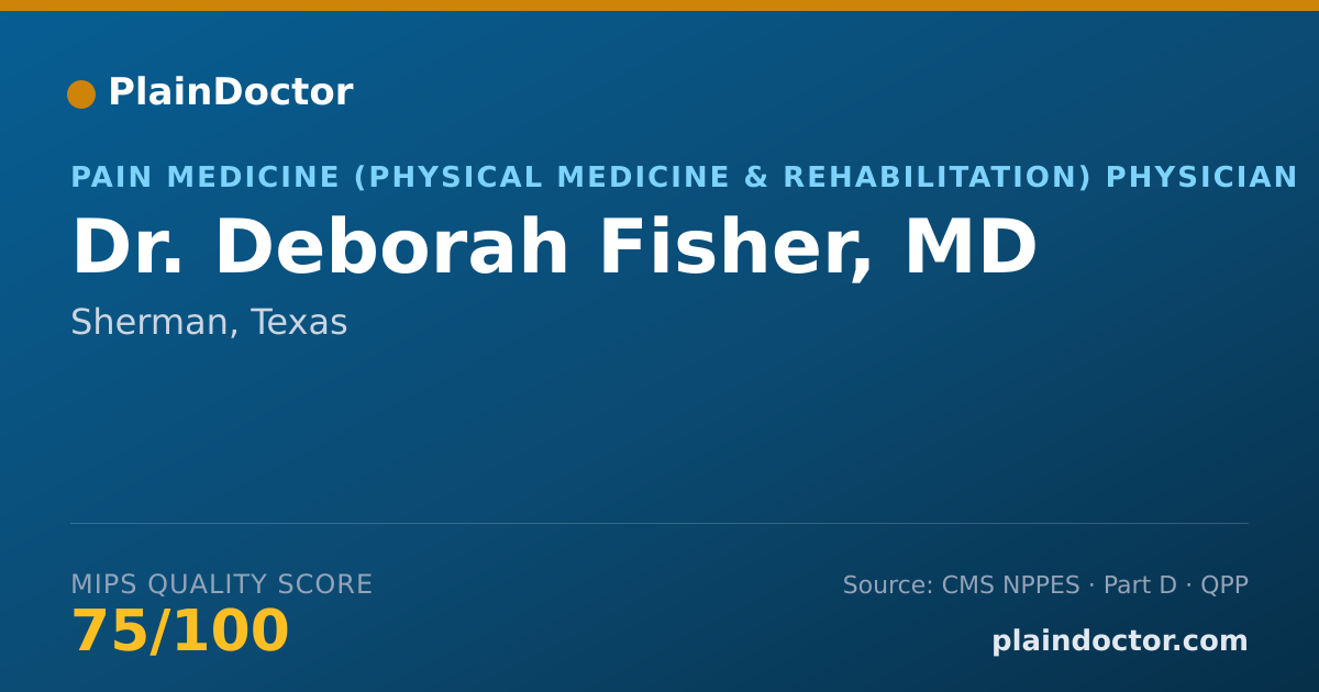 Shareable card for Deborah Fisher, MD - Pain Medicine (Physical Medicine & Rehabilitation) Physician, Sherman, TX