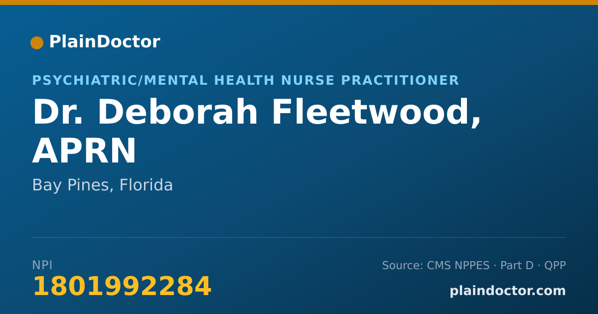 Shareable card for Deborah Fleetwood, APRN - Psychiatric/Mental Health Nurse Practitioner, Bay Pines, FL