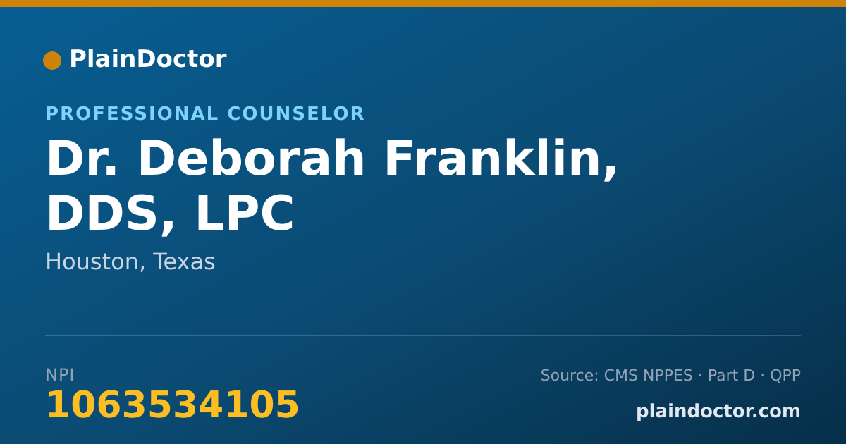 Shareable card for Deborah Franklin, DDS, LPC - Professional Counselor, Houston, TX