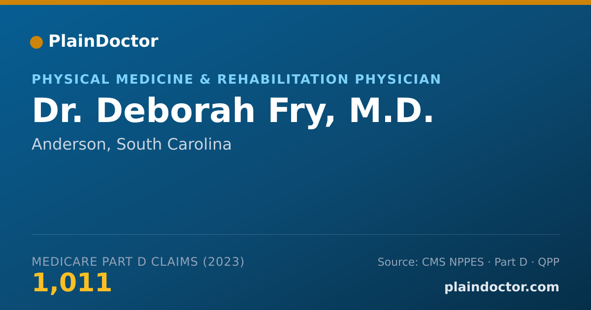 Shareable card for Deborah Fry, M.D. - Physical Medicine & Rehabilitation Physician, Anderson, SC