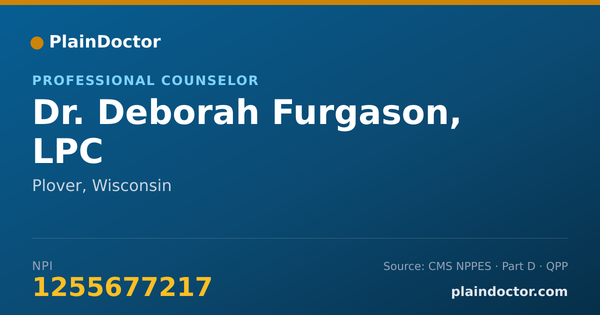 Shareable card for Deborah Furgason, LPC - Professional Counselor, Plover, WI