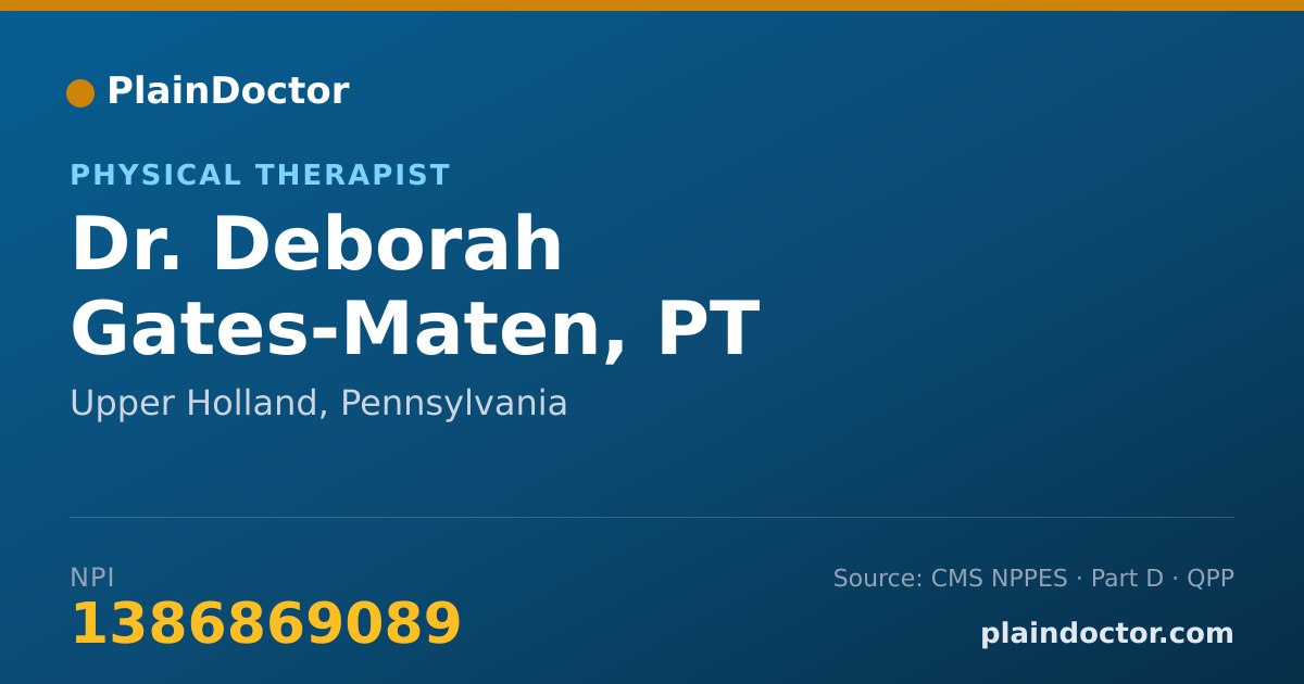 Shareable card for Deborah Gates-Maten, PT - Physical Therapist, Upper Holland, PA