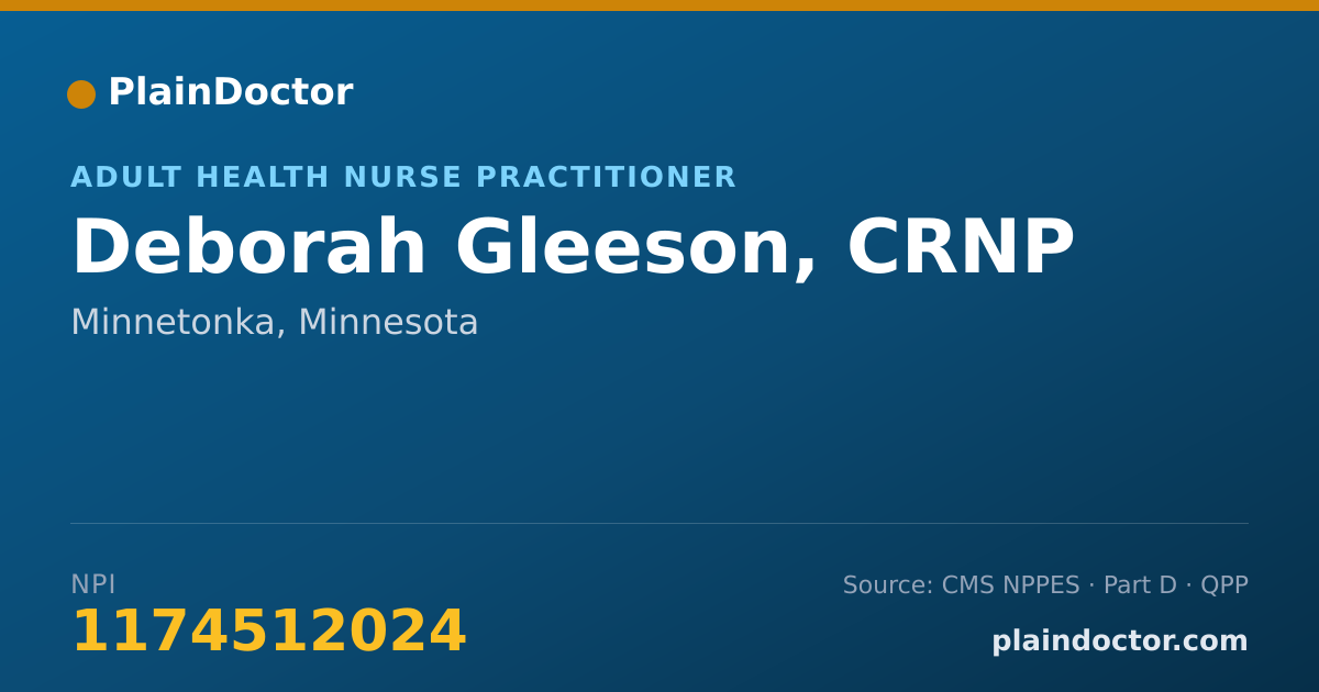 Shareable card for Deborah Gleeson, CRNP - Adult Health Nurse Practitioner, Minnetonka, MN