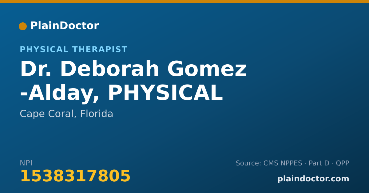 Shareable card for Deborah Gomez -Alday, PHYSICAL THERAPIST - Physical Therapist, Cape Coral, FL