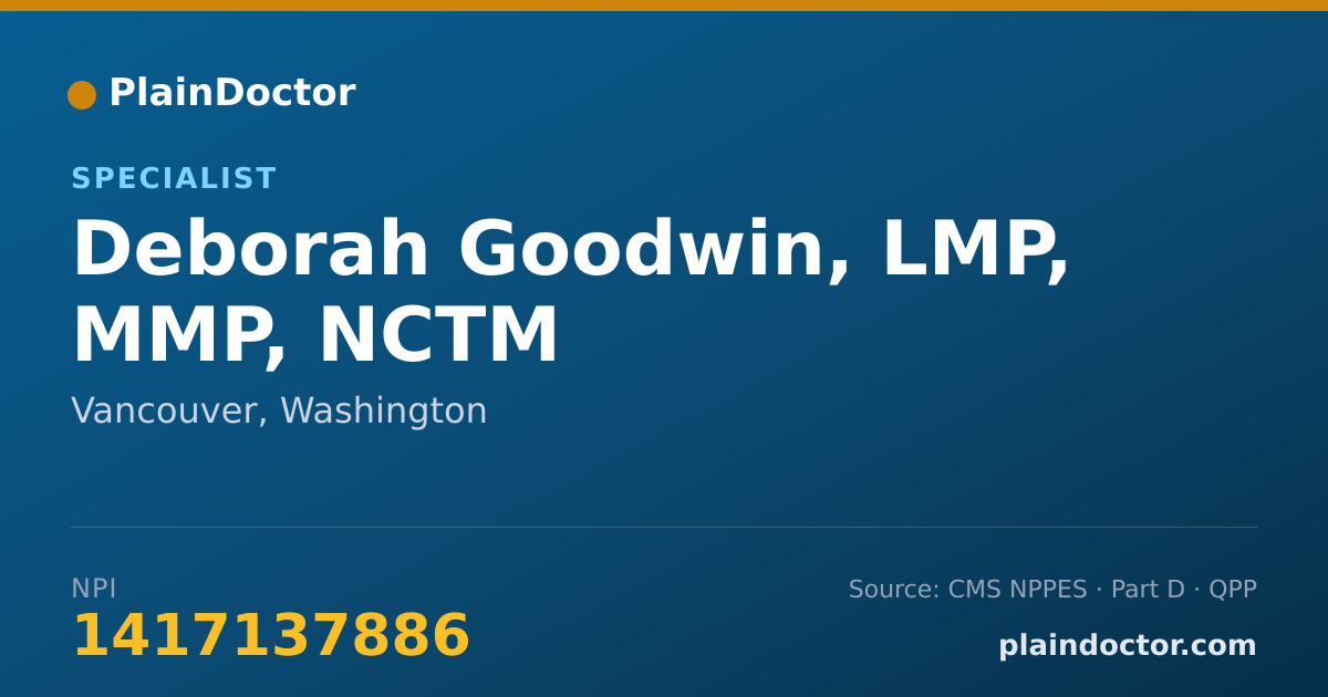 Shareable card for Deborah Goodwin, LMP, MMP, NCTM - Specialist, Vancouver, WA