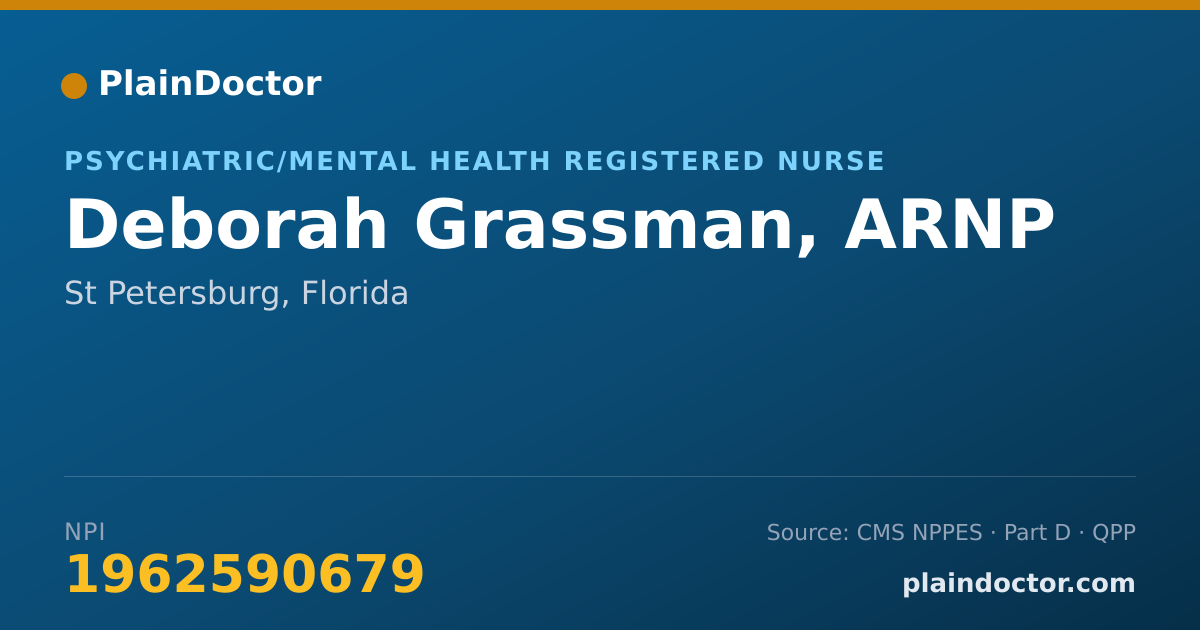 Shareable card for Deborah Grassman, ARNP - Psychiatric/Mental Health Registered Nurse, St Petersburg, FL