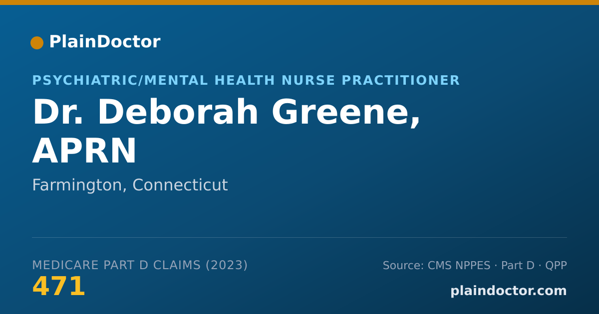 Shareable card for Deborah Greene, APRN - Psychiatric/Mental Health Nurse Practitioner, Farmington, CT