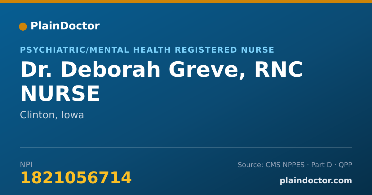 Shareable card for Deborah Greve, RNC NURSE - Psychiatric/Mental Health Registered Nurse, Clinton, IA