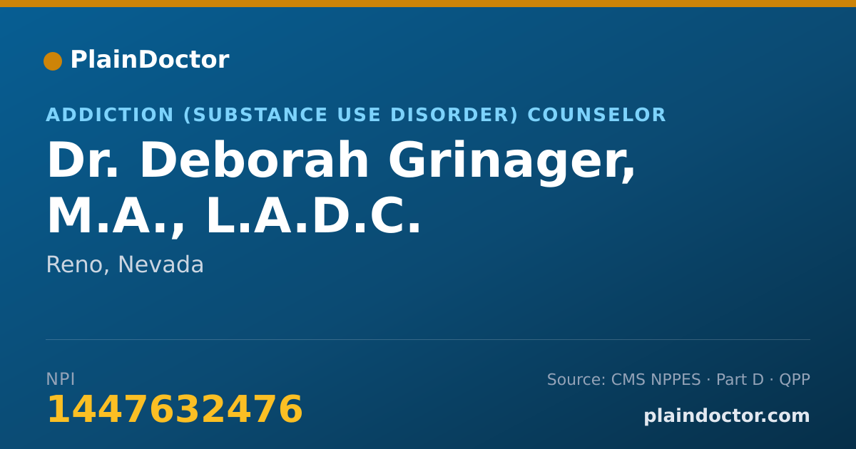 Shareable card for Deborah Grinager, M.A., L.A.D.C. - Addiction (Substance Use Disorder) Counselor, Reno, NV