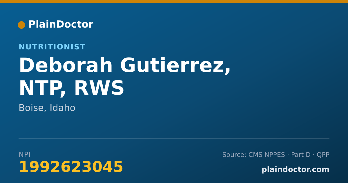 Shareable card for Deborah Gutierrez, NTP, RWS - Nutritionist, Boise, ID