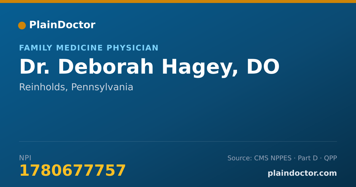 Shareable card for Deborah Hagey, DO - Family Medicine Physician, Reinholds, PA