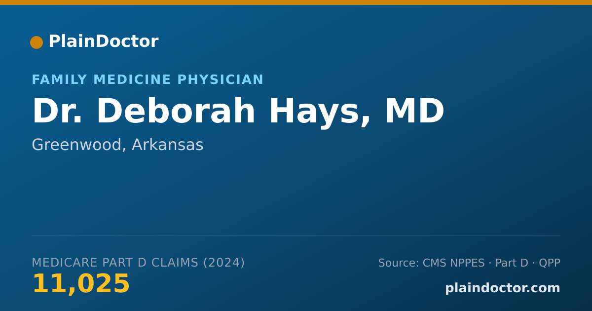 Shareable card for Deborah Hays, MD - Family Medicine Physician, Greenwood, AR