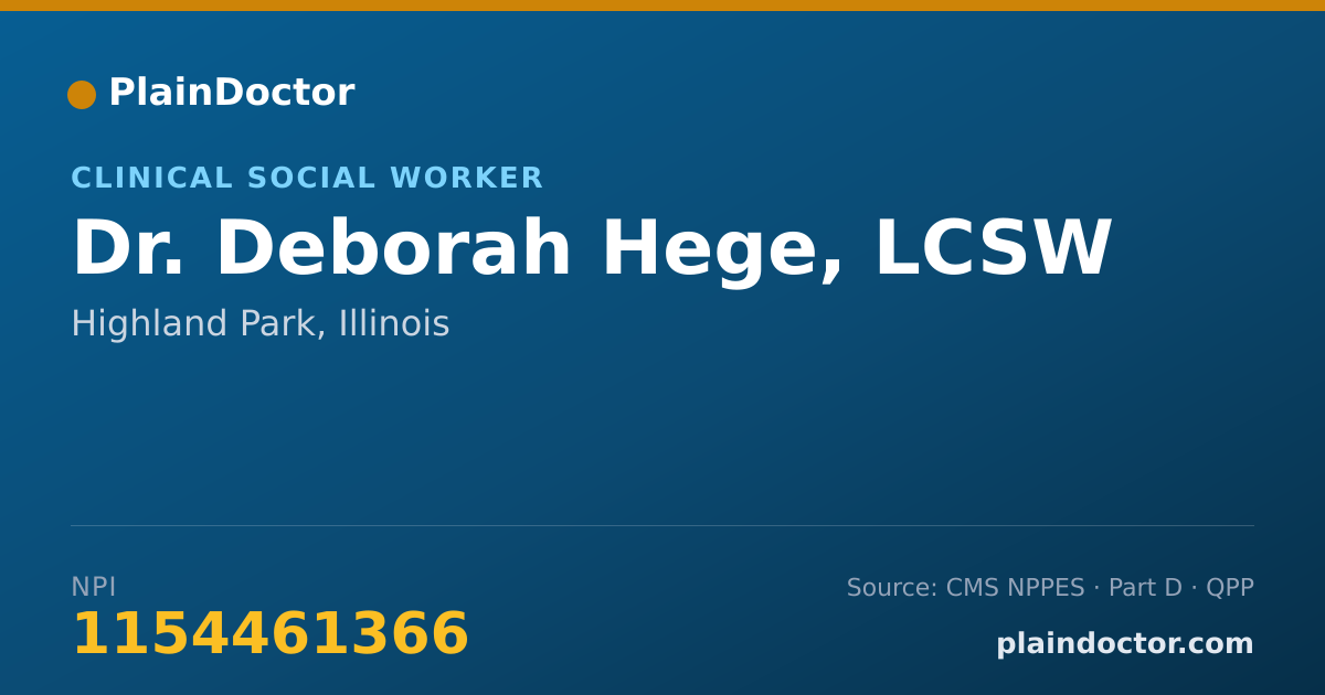 Shareable card for Deborah Hege, LCSW - Clinical Social Worker, Highland Park, IL