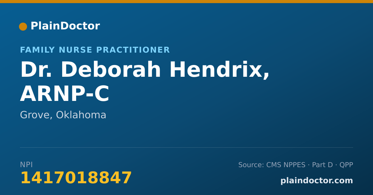 Shareable card for Deborah Hendrix, ARNP-C - Family Nurse Practitioner, Grove, OK