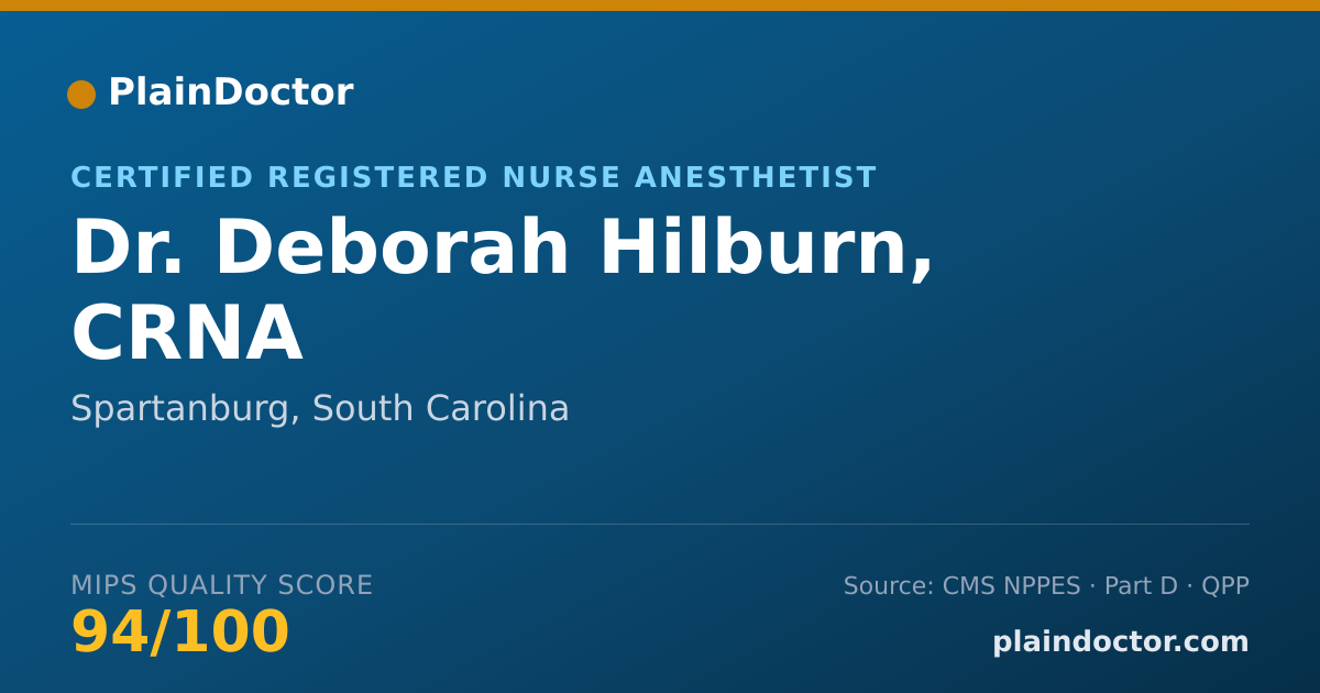 Shareable card for Deborah Hilburn, CRNA - Certified Registered Nurse Anesthetist, Spartanburg, SC