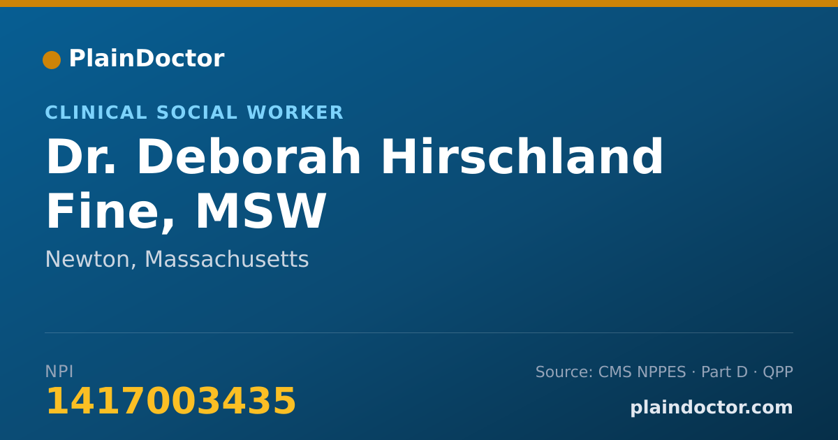 Shareable card for Deborah Hirschland Fine, MSW - Clinical Social Worker, Newton, MA
