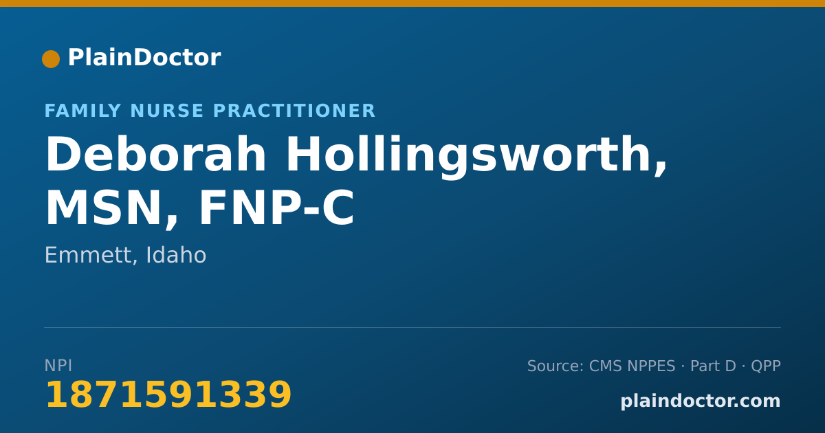 Shareable card for Deborah Hollingsworth, MSN, FNP-C - Family Nurse Practitioner, Emmett, ID