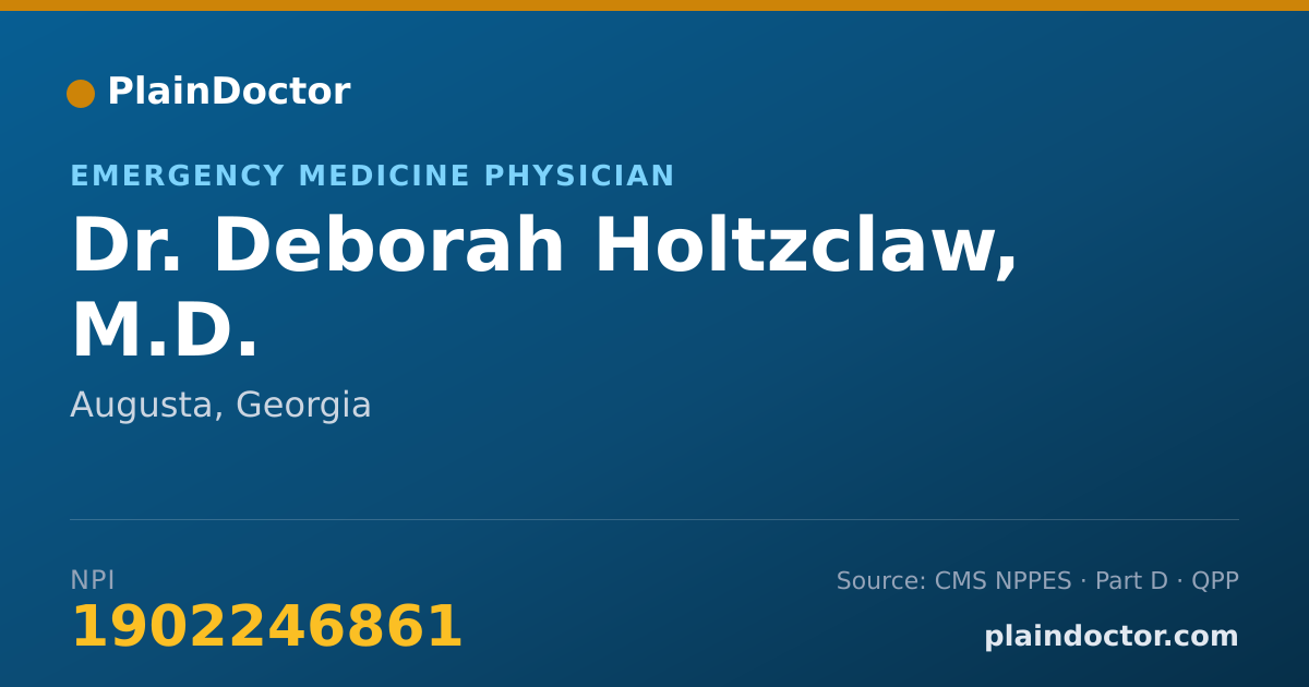 Shareable card for Deborah Holtzclaw, M.D. - Emergency Medicine Physician, Augusta, GA