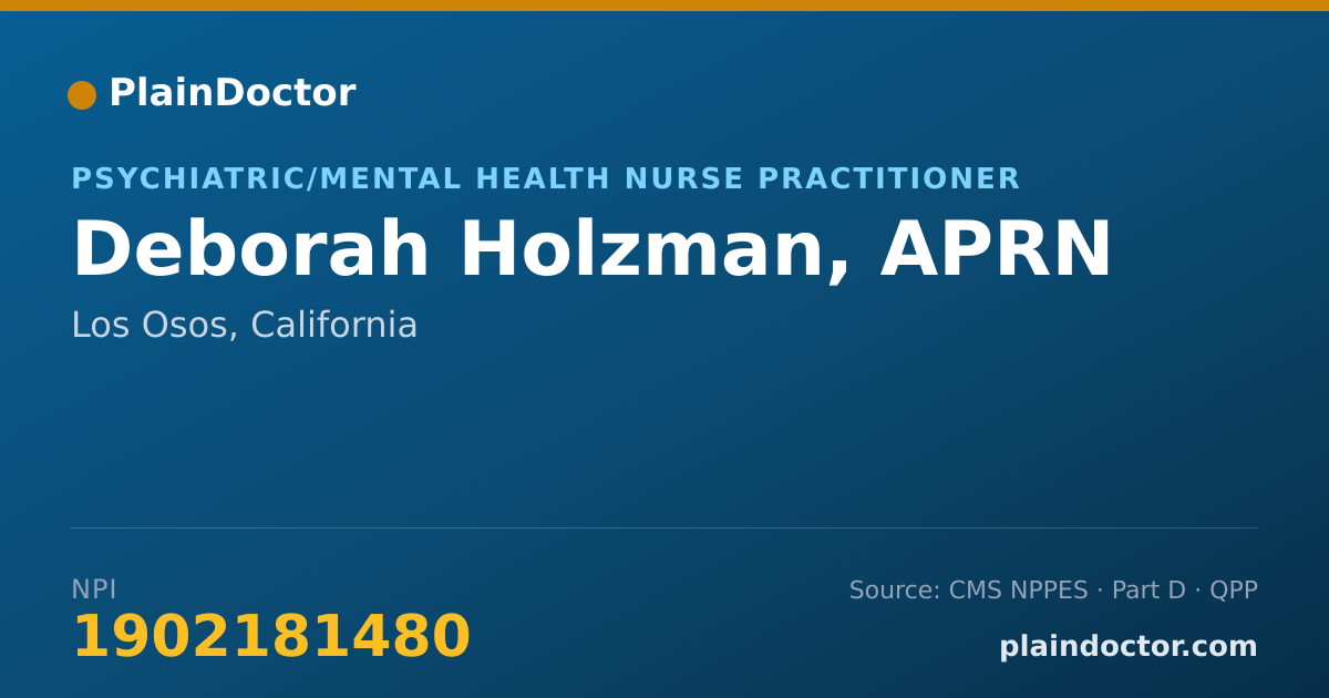 Shareable card for Deborah Holzman, APRN - Psychiatric/Mental Health Nurse Practitioner, Los Osos, CA