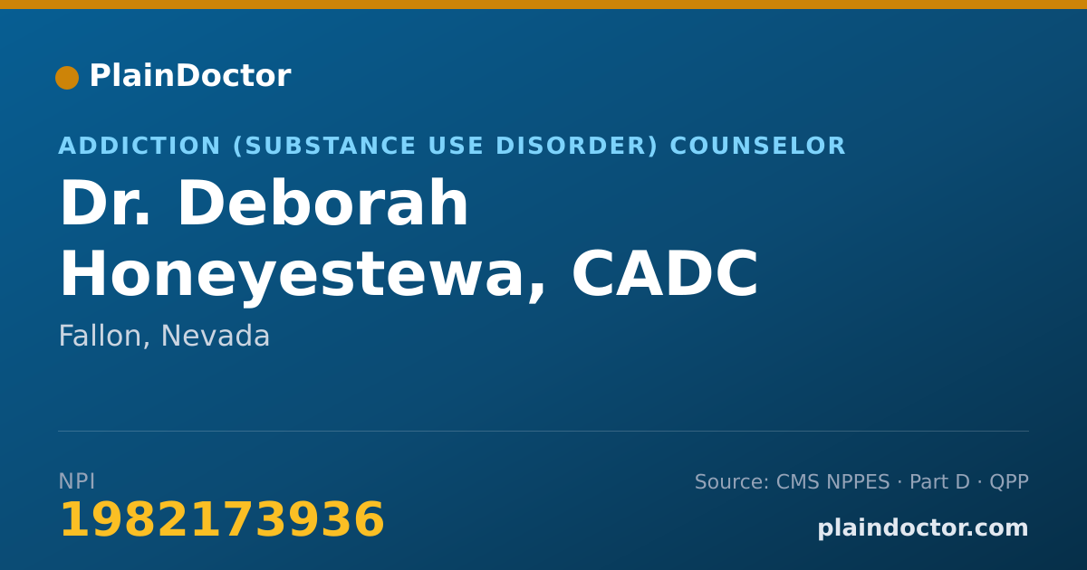 Shareable card for Deborah Honeyestewa, CADC - Addiction (Substance Use Disorder) Counselor, Fallon, NV