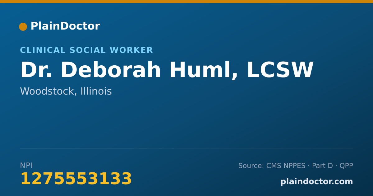 Shareable card for Deborah Huml, LCSW - Clinical Social Worker, Woodstock, IL