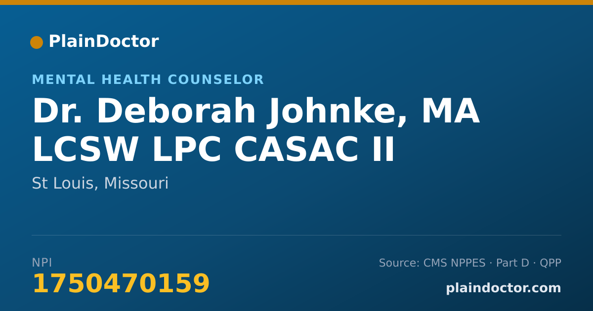Shareable card for Deborah Johnke, MA LCSW LPC CASAC II - Mental Health Counselor, St Louis, MO