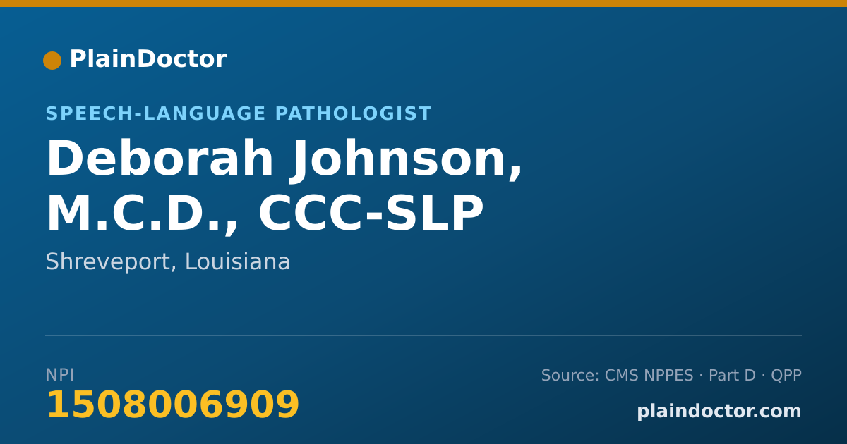 Shareable card for Deborah Johnson, M.C.D., CCC-SLP - Speech-Language Pathologist, Shreveport, LA