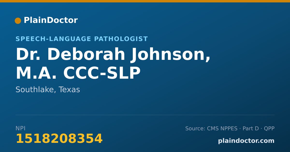 Shareable card for Deborah Johnson, M.A. CCC-SLP - Speech-Language Pathologist, Southlake, TX