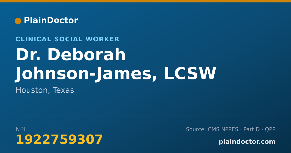 Shareable card for Deborah Johnson-James, LCSW - Clinical Social Worker, Houston, TX