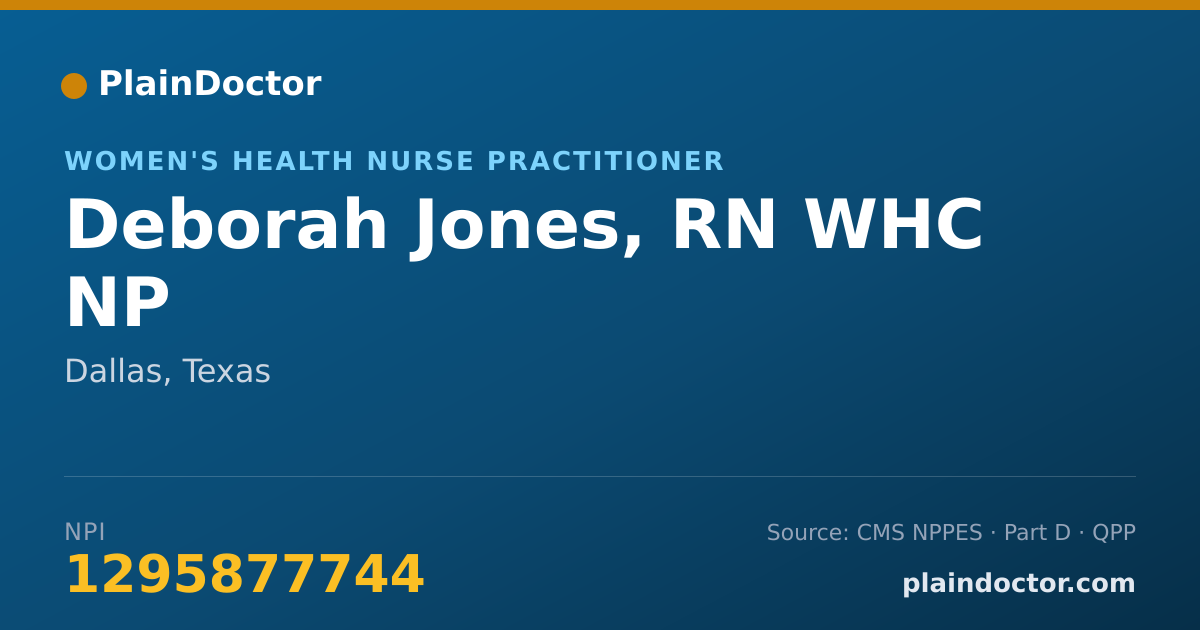 Shareable card for Deborah Jones, RN WHC NP - Women's Health Nurse Practitioner, Dallas, TX