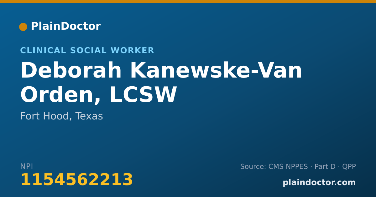 Shareable card for Deborah Kanewske-Van Orden, LCSW - Clinical Social Worker, Fort Hood, TX