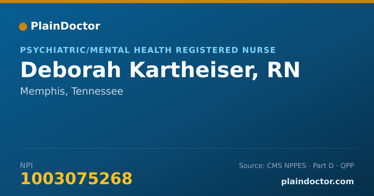 Shareable card for Deborah Kartheiser, RN - Psychiatric/Mental Health Registered Nurse, Memphis, TN