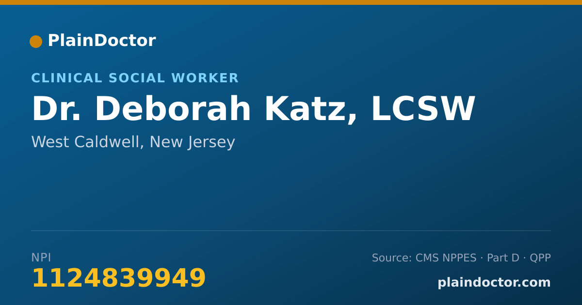 Shareable card for Deborah Katz, LCSW - Clinical Social Worker, West Caldwell, NJ
