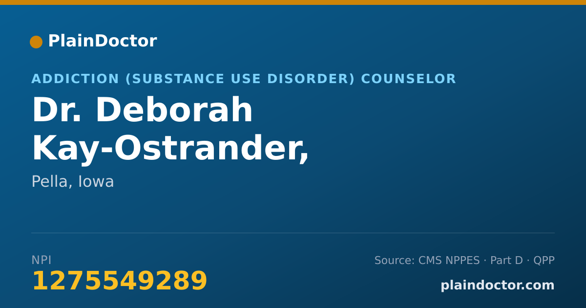 Shareable card for Deborah Kay-Ostrander, MS,IAADC - Addiction (Substance Use Disorder) Counselor, Pella, IA