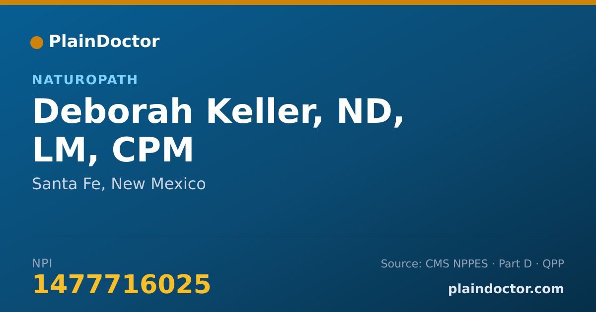 Shareable card for Deborah Keller, ND, LM, CPM - Naturopath, Santa Fe, NM