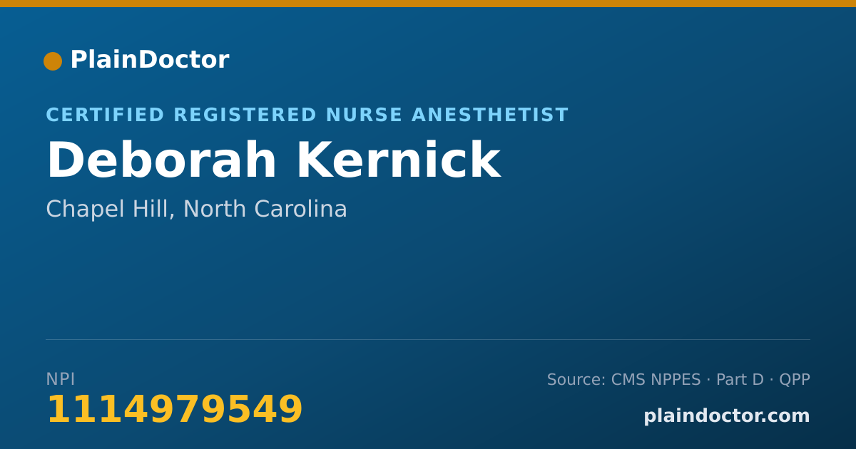 Shareable card for Deborah Kernick - Certified Registered Nurse Anesthetist, Chapel Hill, NC