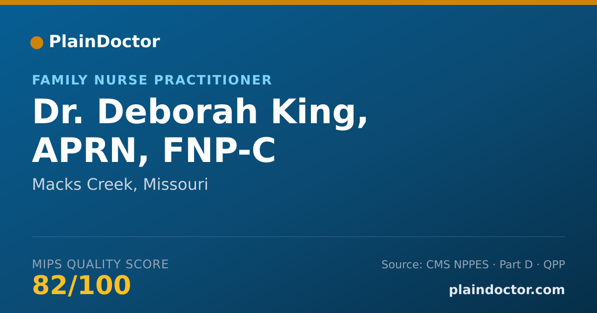 Shareable card for Deborah King, APRN, FNP-C - Family Nurse Practitioner, Macks Creek, MO