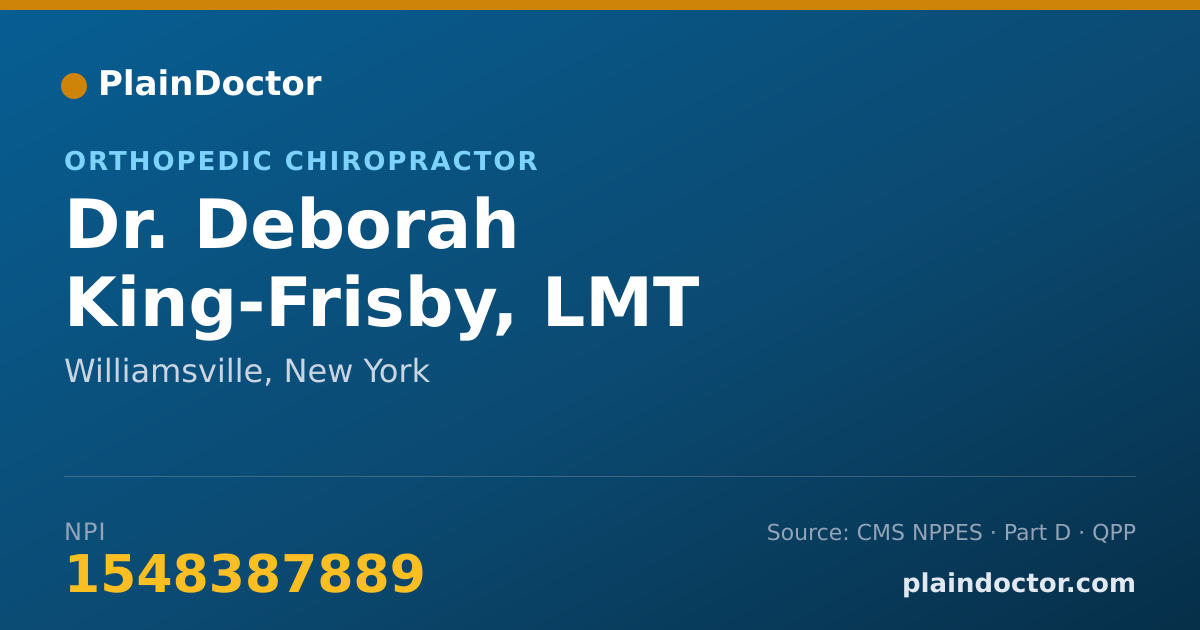 Shareable card for Deborah King-Frisby, LMT - Orthopedic Chiropractor, Williamsville, NY