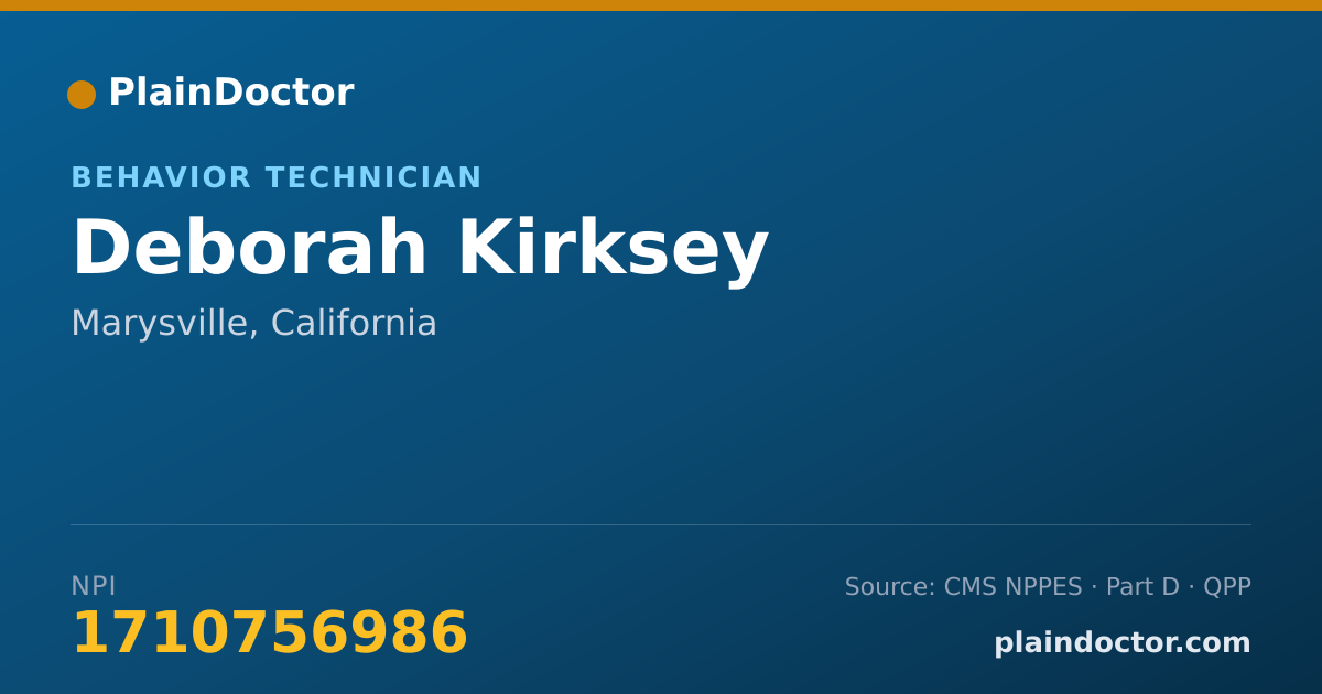 Shareable card for Deborah Kirksey - Behavior Technician, Marysville, CA
