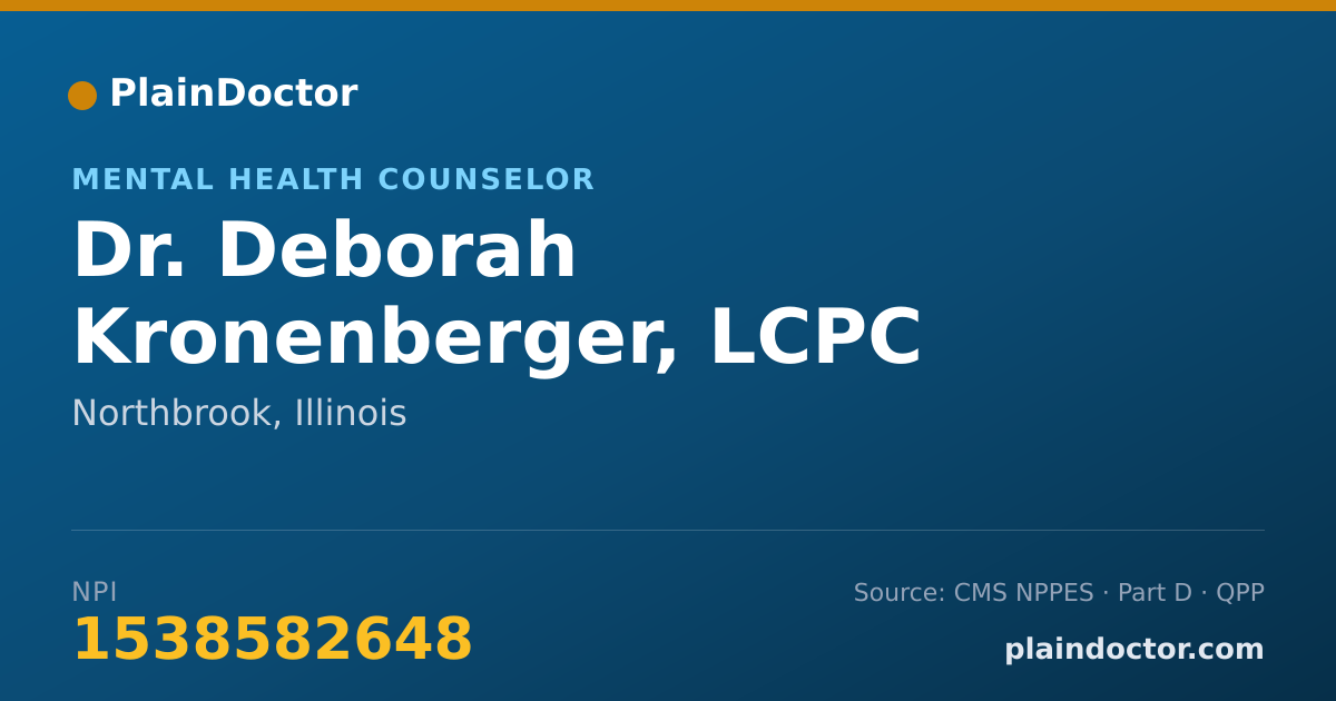 Shareable card for Deborah Kronenberger, LCPC - Mental Health Counselor, Northbrook, IL