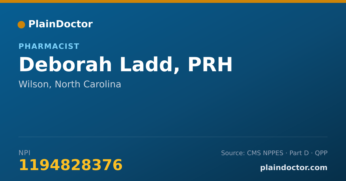 Shareable card for Deborah Ladd, PRH - Pharmacist, Wilson, NC