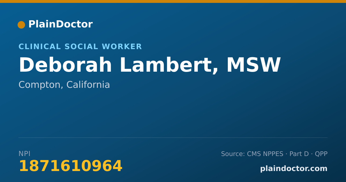 Shareable card for Deborah Lambert, MSW - Clinical Social Worker, Compton, CA