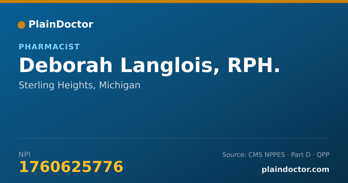 Shareable card for Deborah Langlois, RPH. - Pharmacist, Sterling Heights, MI