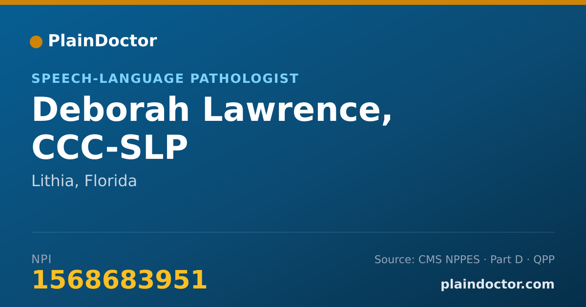 Shareable card for Deborah Lawrence, CCC-SLP - Speech-Language Pathologist, Lithia, FL