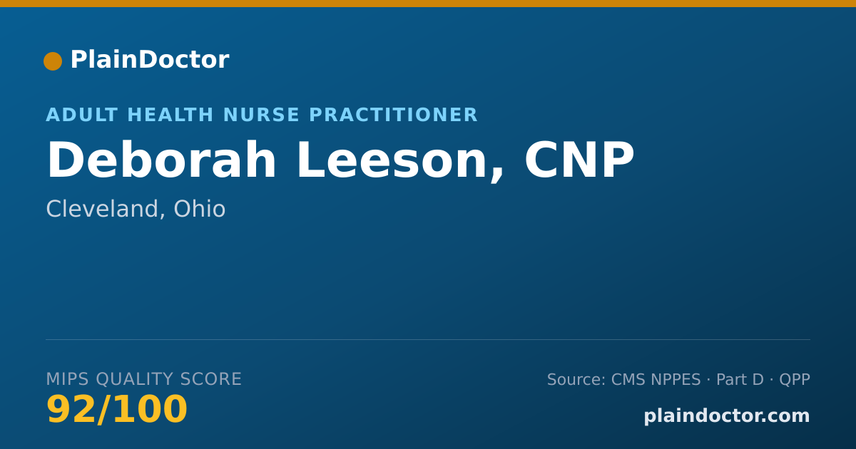 Shareable card for Deborah Leeson, CNP - Adult Health Nurse Practitioner, Cleveland, OH
